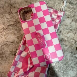 Loopy Case Pink and White Checkered Phone Case